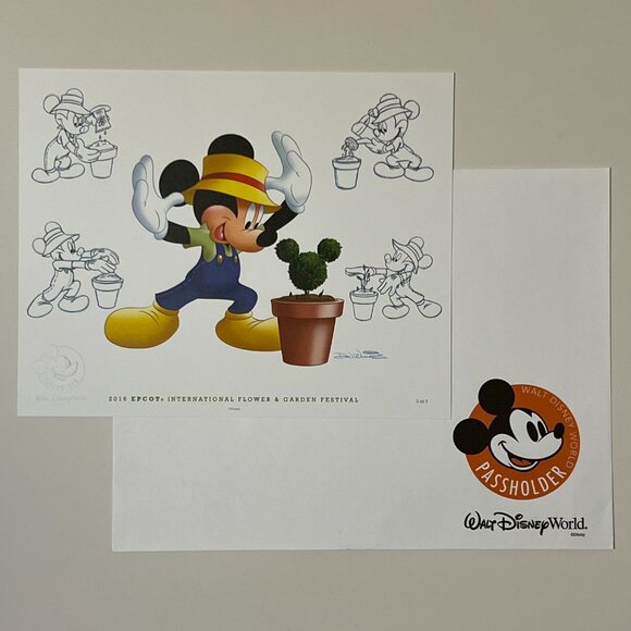 Walt Disney World Epcot Flower & Garden Festival Print Set Mickey Goofy Donald - Picture 4 of 7